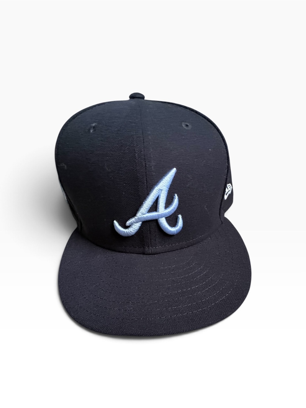 Black Braves Baseball Cap with Light Blue 'A' Embroidered Accent